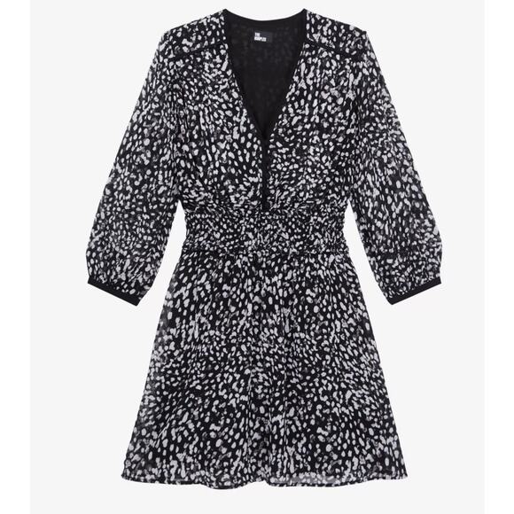 The Kooples Smocked Mini Dress –‎ NWT FR 2 / US M 🖤 - Picture 1 of 6